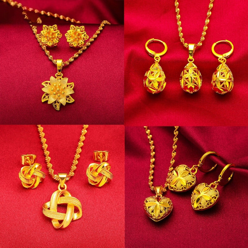 Dubai Gold Color Necklace and Earring Sets