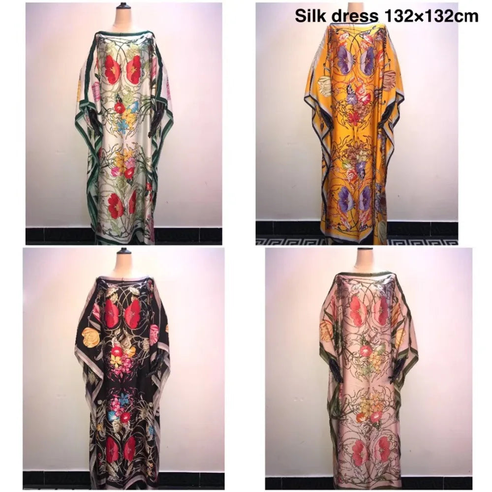 Traditional Print Holiday V-Neck Long Kaftan