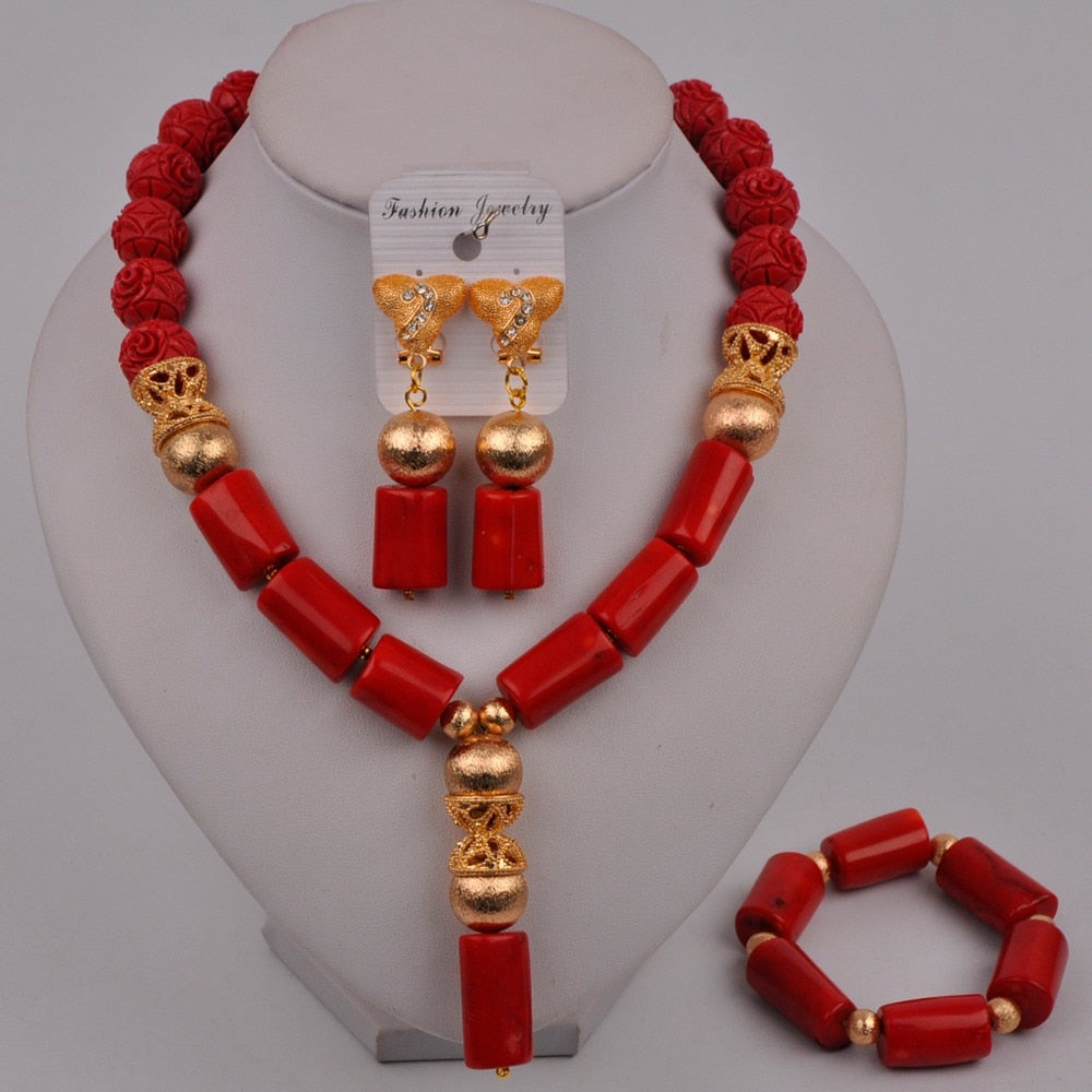 White Coral Beads African Jewelry Set Nigerian Wedding Coral Necklace Bridal Jewelry Sets 2-17-A3