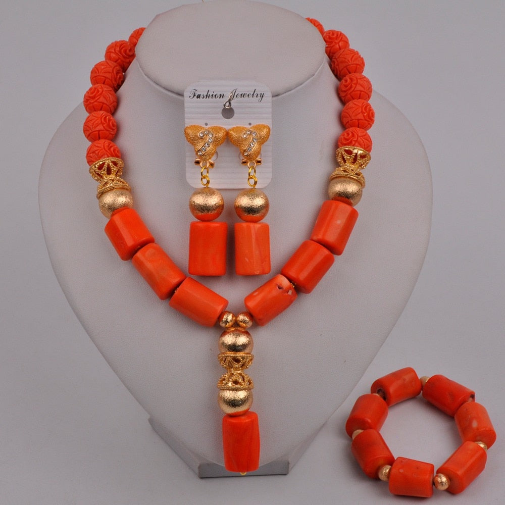 White Coral Beads African Jewelry Set Nigerian Wedding Coral Necklace Bridal Jewelry Sets 2-17-A3
