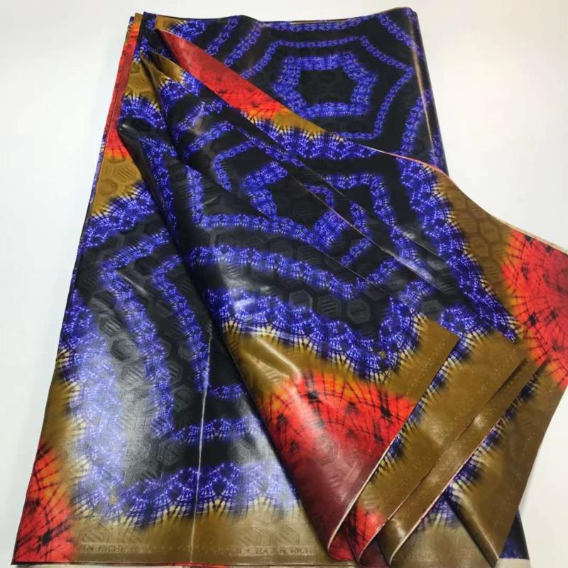 Top Quality Colorful Style African Bazin Riche Fabric Cotton Basin Sewing Guinea Brocade Tissu Africain Nigerian Atiku 5 Yards