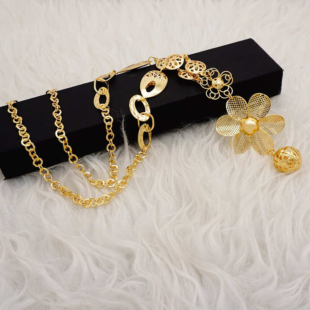 Flower Pendant Gold Beaded