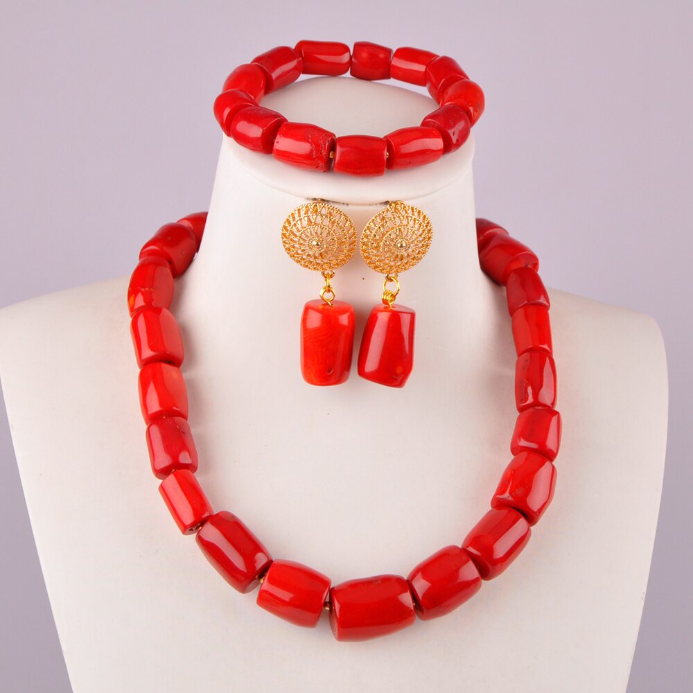 Nigeria Wedding Bridal Wedding Jewelry White Natural Coral Bead Necklace Jewelry African Wedding Banquet Jewelry Set AU-116