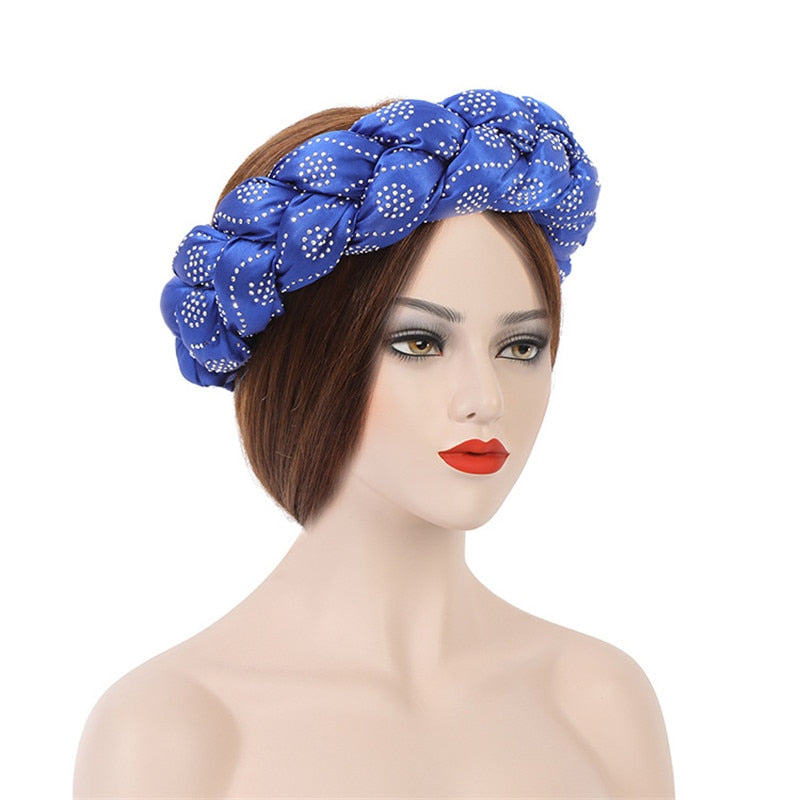 Satin Braided HeadBand With Sequins