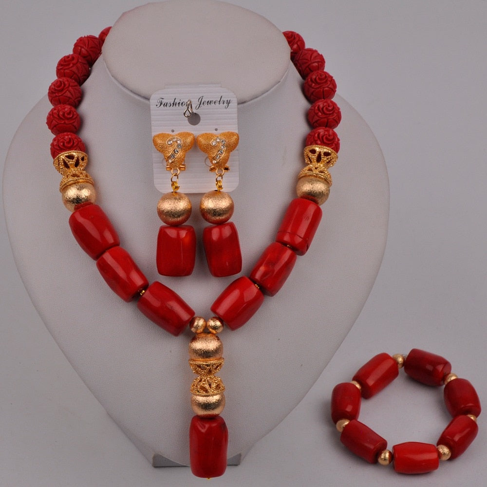 White Coral Beads African Jewelry Set Nigerian Wedding Coral Necklace Bridal Jewelry Sets 2-17-A3