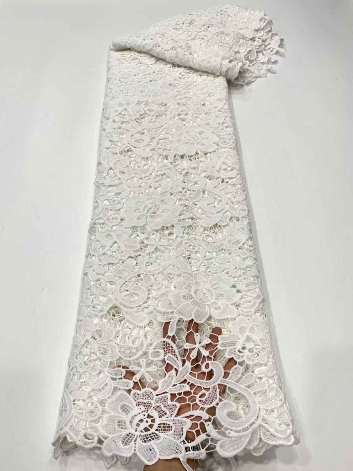Dusty Pink Cord Guipure Lace Nigerian African Big Flower Asoebi Fabric For Wedding Dress Sewing Materials