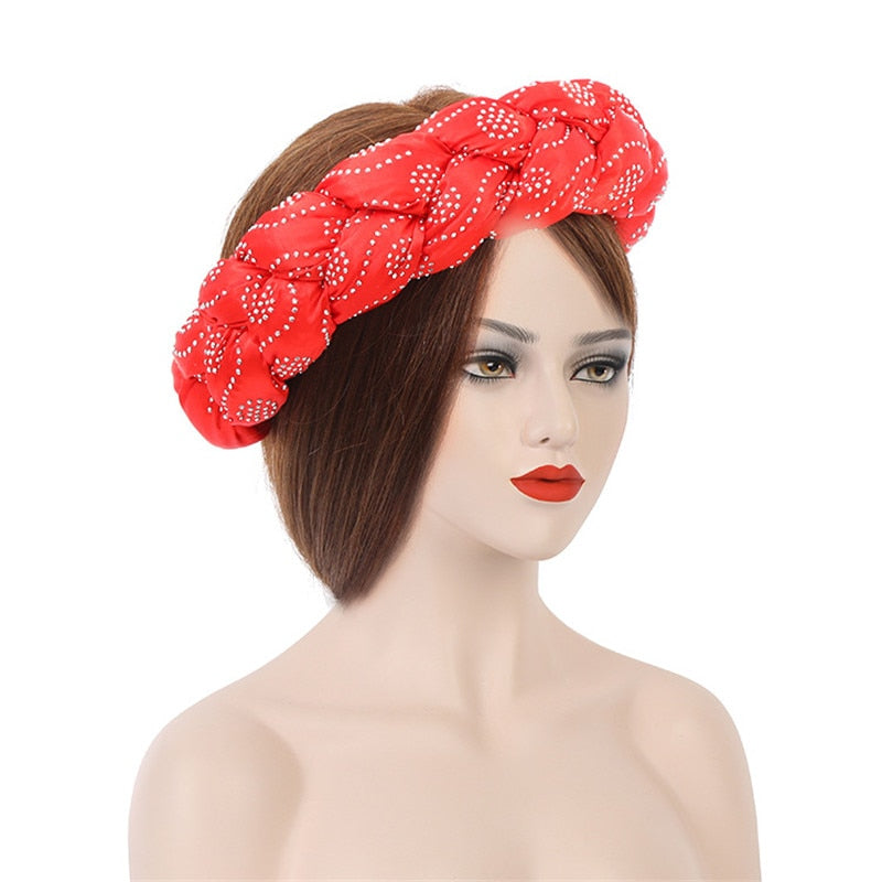 Satin Braided HeadBand With Sequins