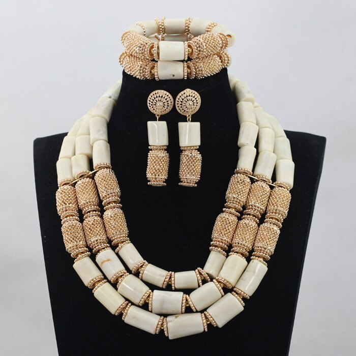 Nigeria Wedding Jewelry Handmade Original Coral African Beads Jewelry Set Gold Dubai Women Costume Jewelry Set Coral Party ABG8