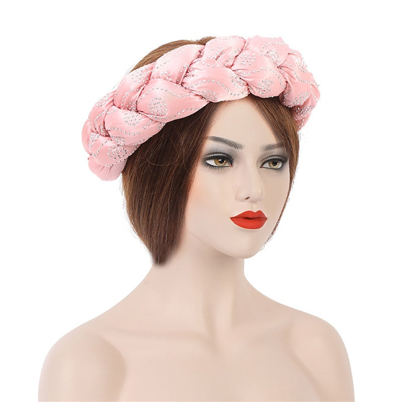 Satin Braided HeadBand With Sequins