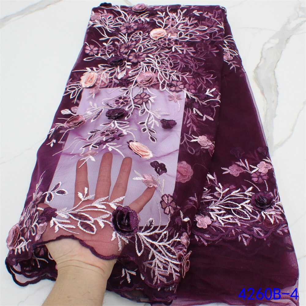 French Net Lace With Flowers 5 Yards