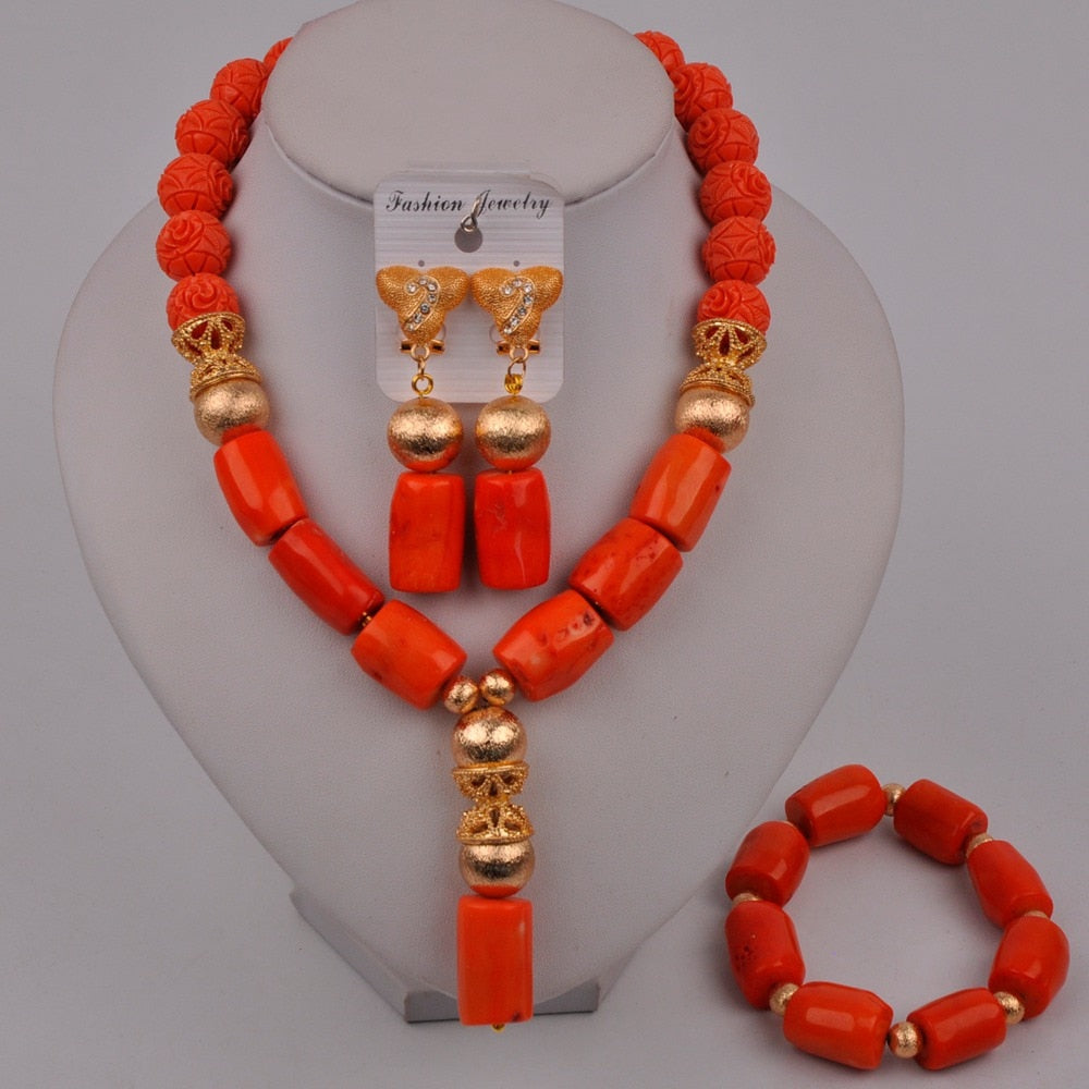 White Coral Beads African Jewelry Set Nigerian Wedding Coral Necklace Bridal Jewelry Sets 2-17-A3
