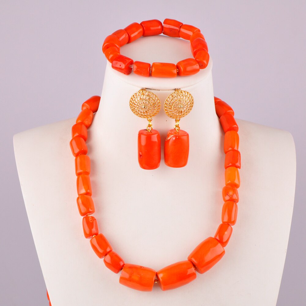 Nigeria Wedding Bridal Wedding Jewelry White Natural Coral Bead Necklace Jewelry African Wedding Banquet Jewelry Set AU-116