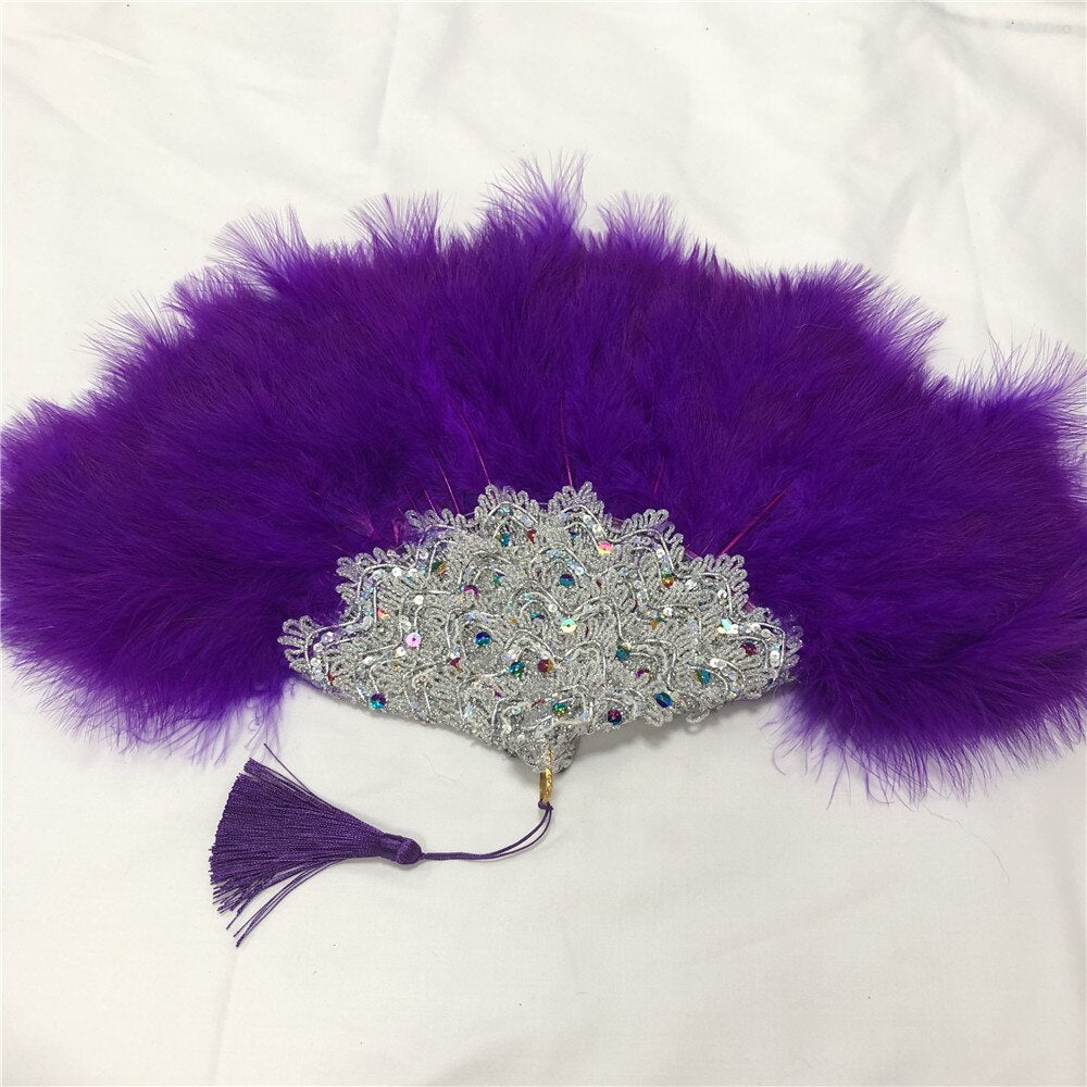 Feather Fan With Sequins
