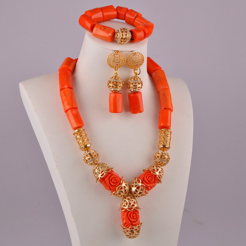 Orange Coral Jewelry Set