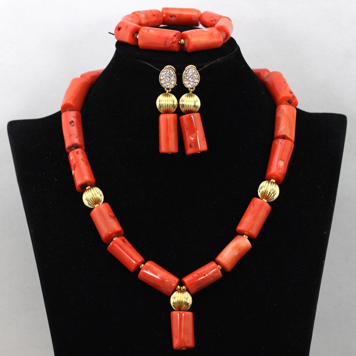 Wonderfu Birthday Gift Natural Coral Beads Necklace Set African Coral Necklace Jewelry Set Cheap Beads Free Shipping ABL534