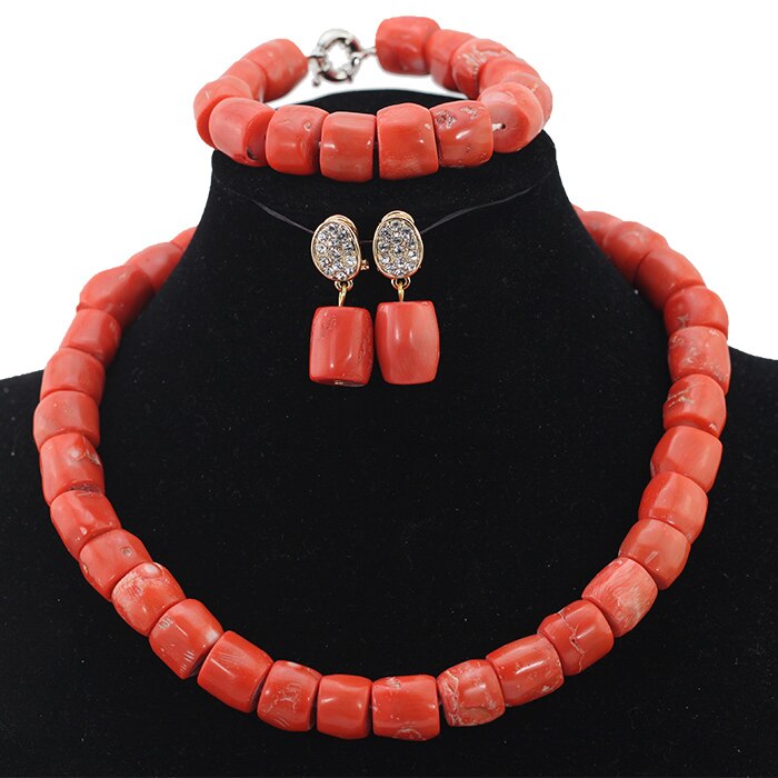Wonderfu Birthday Gift Natural Coral Beads Necklace Set African Coral Necklace Jewelry Set Cheap Beads Free Shipping ABL534