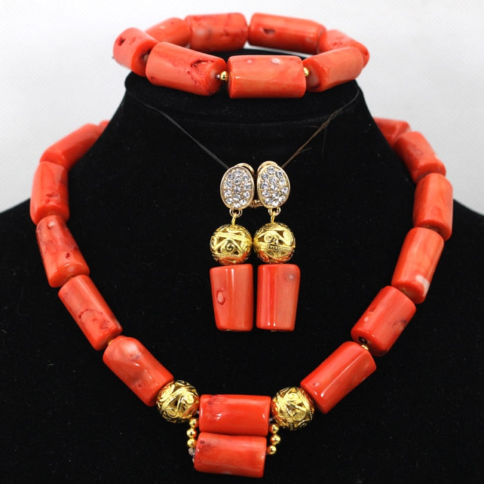 Wonderfu Birthday Gift Natural Coral Beads Necklace Set African Coral Necklace Jewelry Set Cheap Beads Free Shipping ABL534