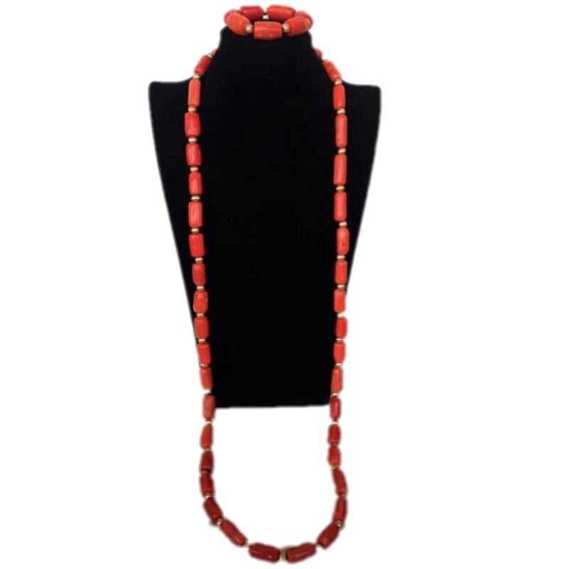 Coral Jewelry Set For Groom Men Stone Beads