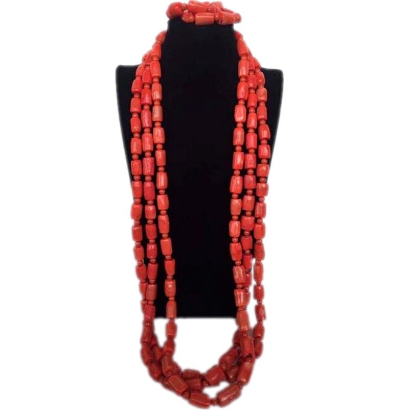 Coral Jewelry Set For Groom Men Stone Beads