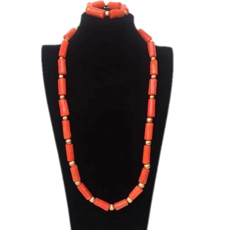 Coral Jewelry Set For Groom Men Stone Beads