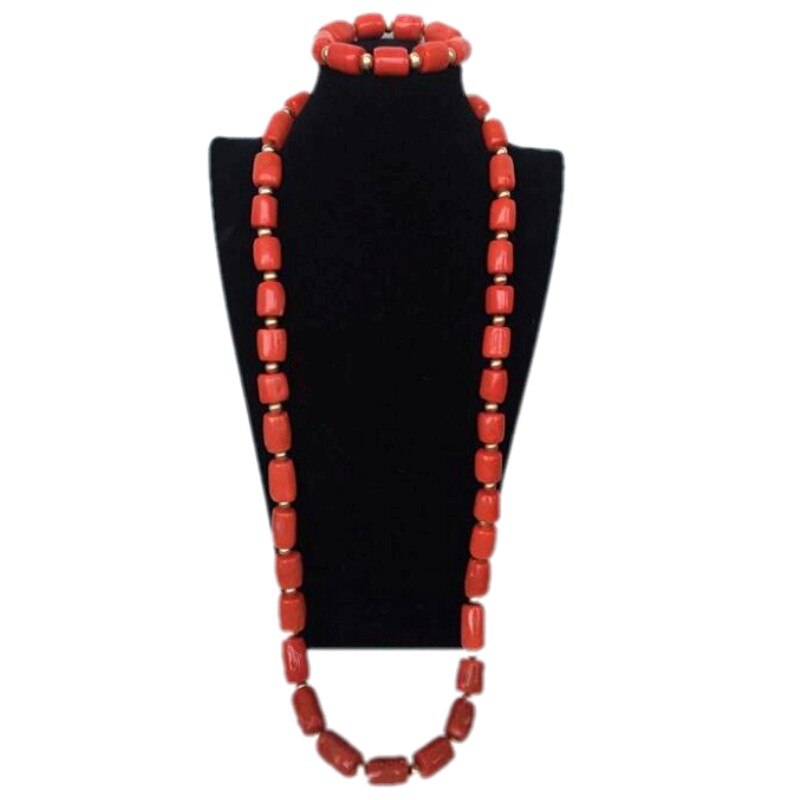 Coral Jewelry Set For Groom Men Stone Beads