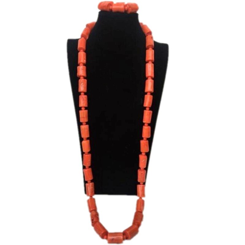 Coral Jewelry Set For Groom Men Stone Beads