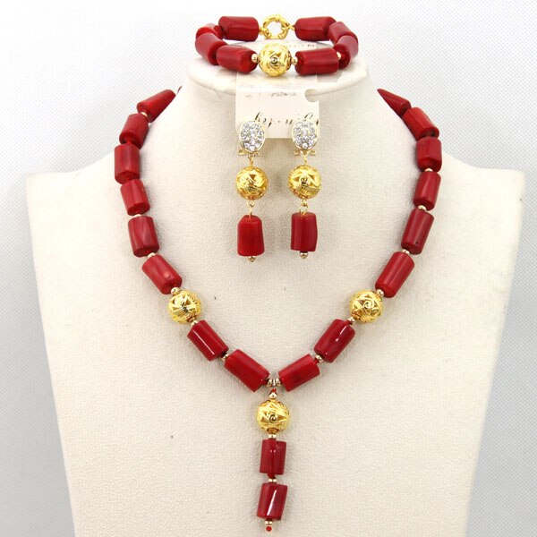 Wonderfu Birthday Gift Natural Coral Beads Necklace Set African Coral Necklace Jewelry Set Cheap Beads Free Shipping ABL534