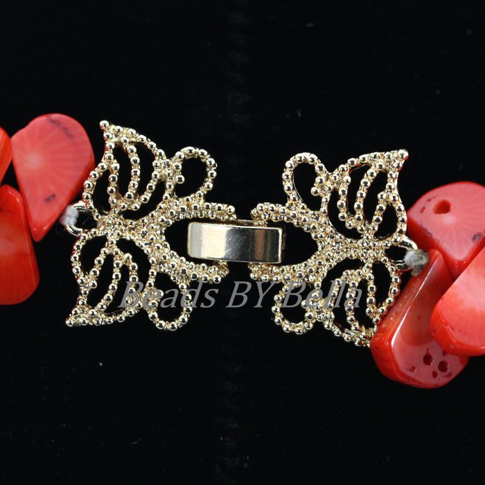 Natural Coral Beads Jewelry Set Necklace Earrings Bracelet Set