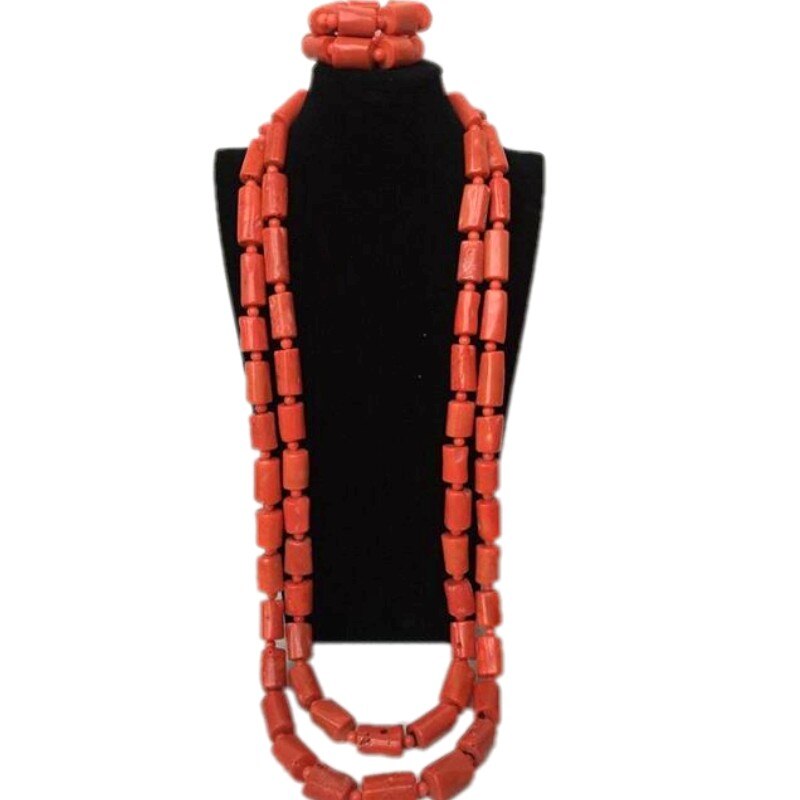 Coral Jewelry Set For Groom Men Stone Beads