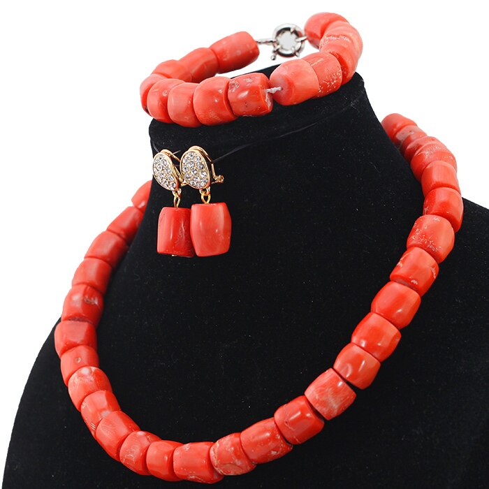 Wonderfu Birthday Gift Natural Coral Beads Necklace Set African Coral Necklace Jewelry Set Cheap Beads Free Shipping ABL534