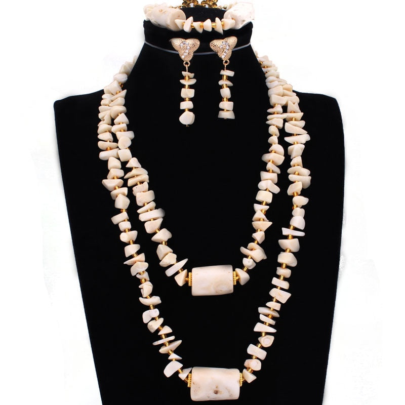 Coral Beads Necklace Jewelry Set