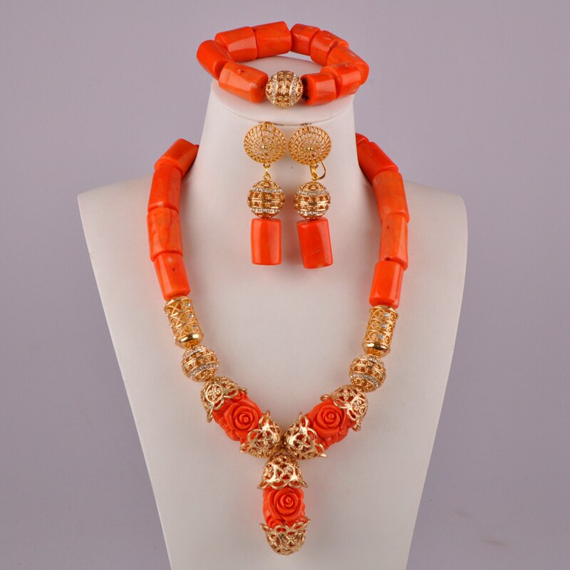 Orange Coral Jewelry Set