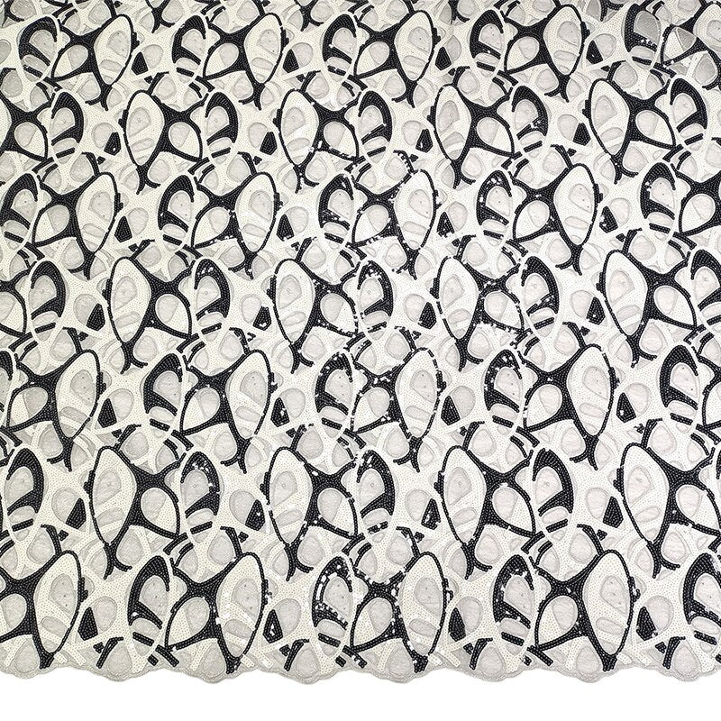Luxury Sequins Embroidery Lace Fabric 5 Yards French Net Lace