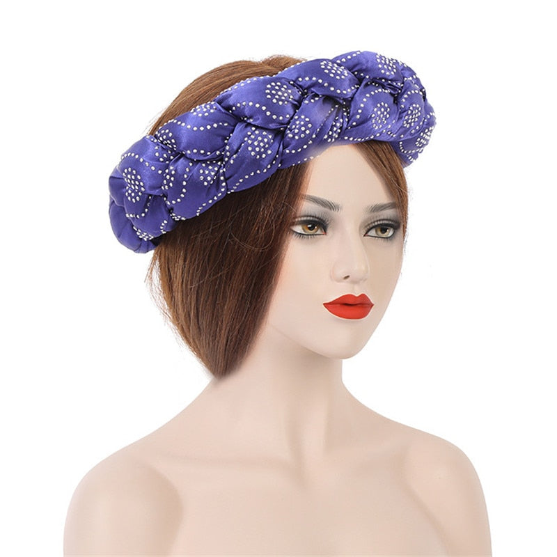 Satin Braided HeadBand With Sequins