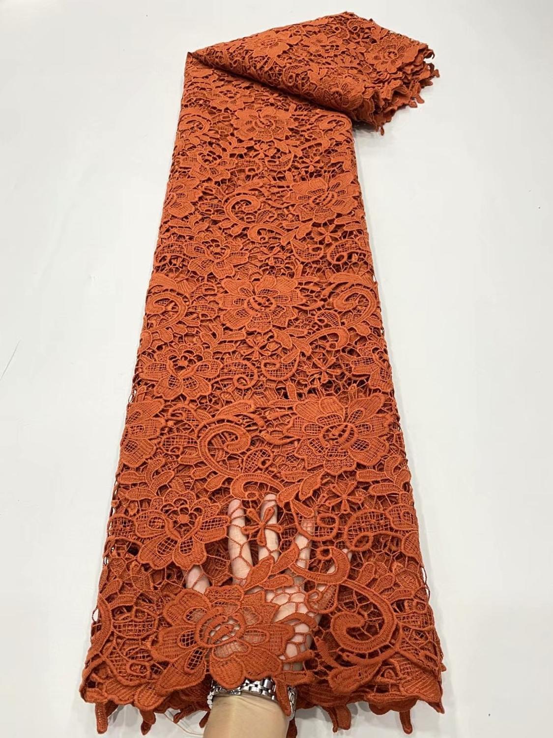 Dusty Pink Cord Guipure Lace Nigerian African Big Flower Asoebi Fabric For Wedding Dress Sewing Materials