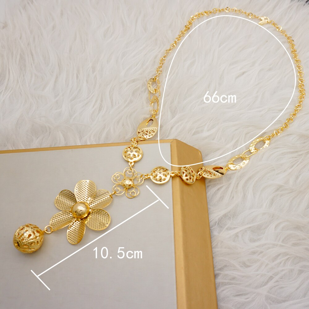 Flower Pendant Gold Beaded