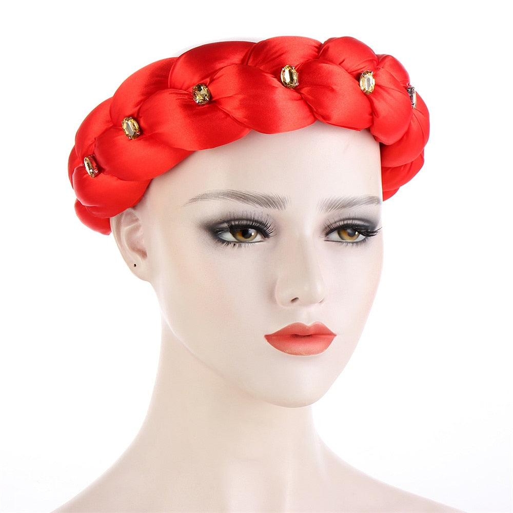 Satin Braided HeadBand With Sequins