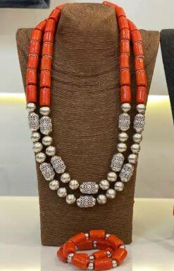 Nigeria Wedding Jewelry Handmade Original Coral African Beads Jewelry Set Gold Dubai Women Costume Jewelry Set Coral Party ABG8