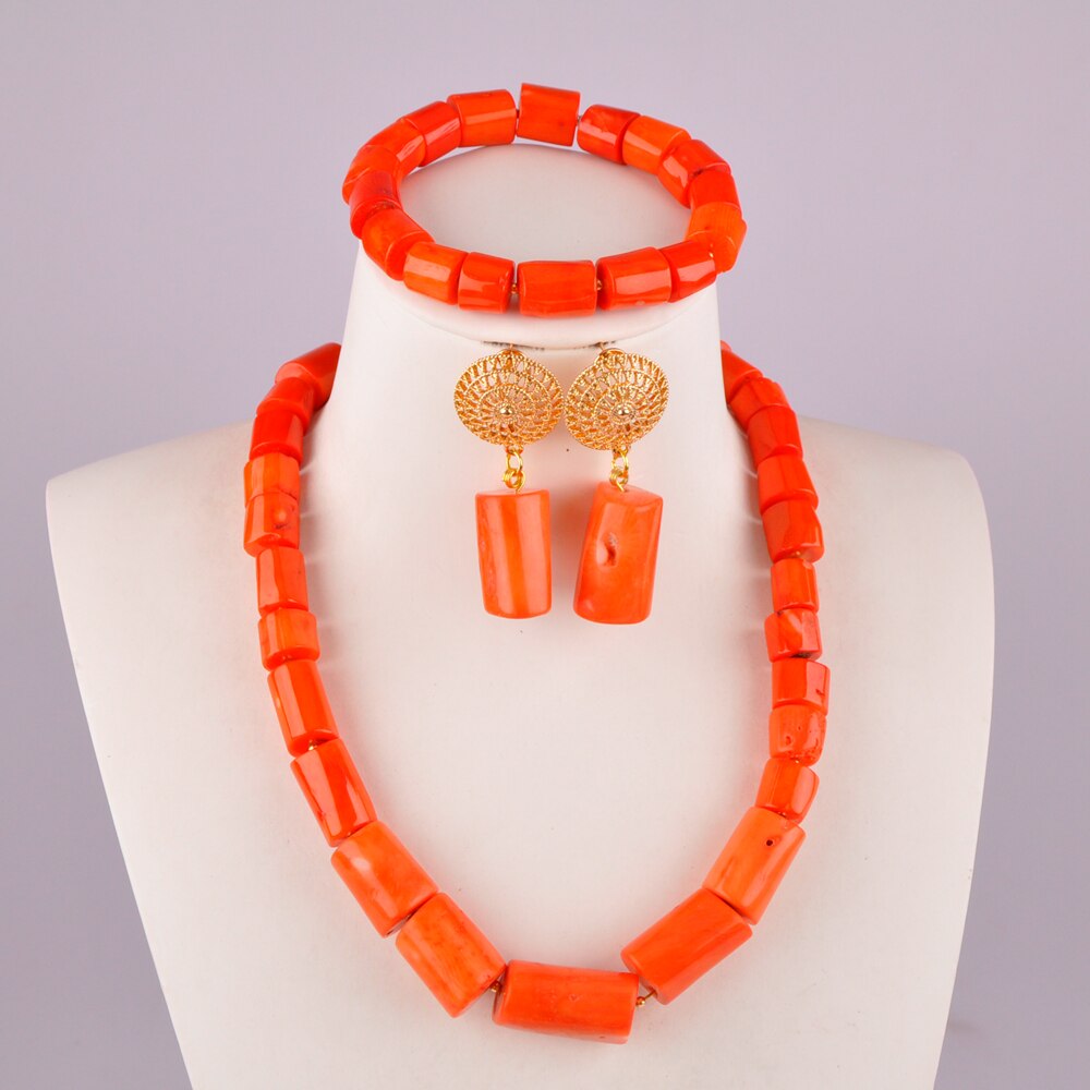 Nigeria Wedding Bridal Wedding Jewelry White Natural Coral Bead Necklace Jewelry African Wedding Banquet Jewelry Set AU-116