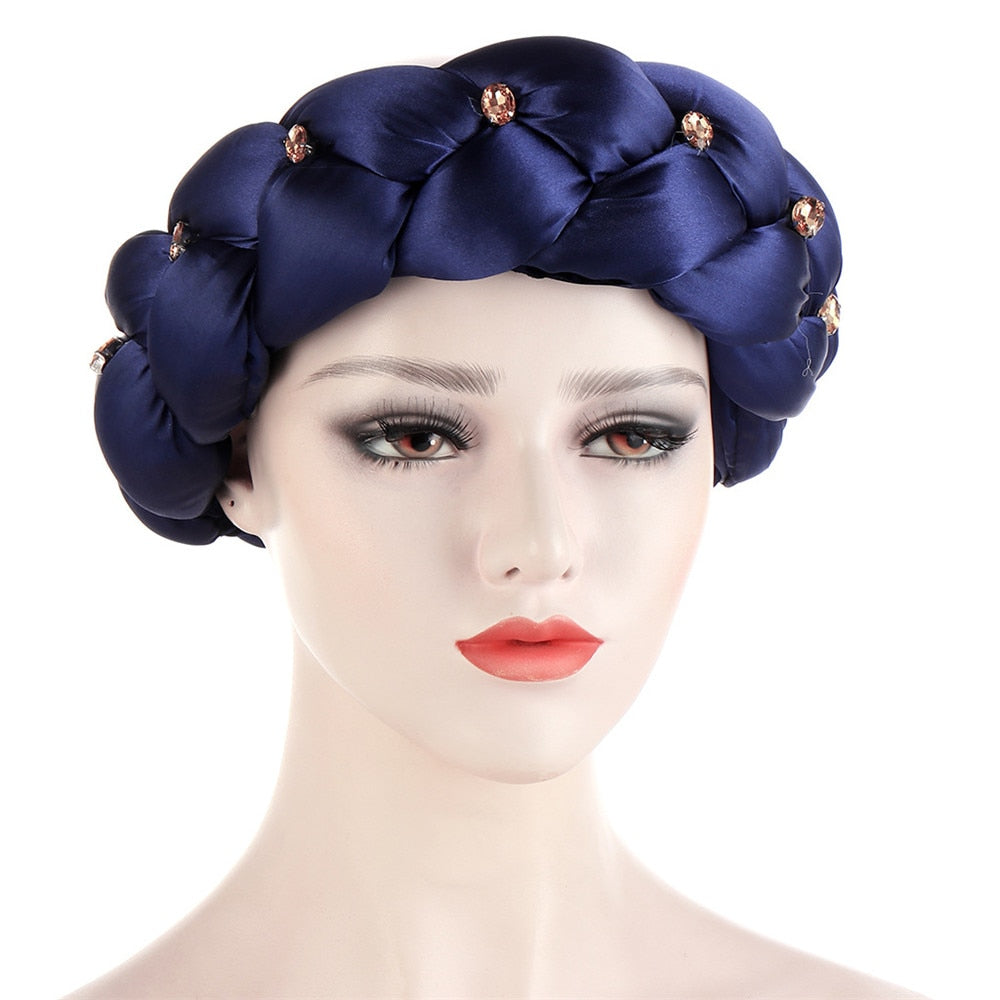 Satin Braided HeadBand With Sequins