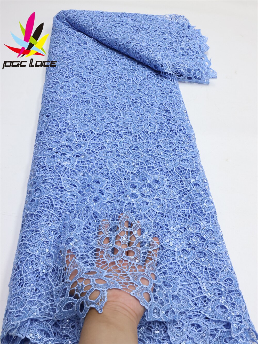 PGC African Sequins Cord Lace Fabric 5 Yards 2022 High Quality Nigerian Women Wedding Asoebi French Lace Material Sew LY1436-1