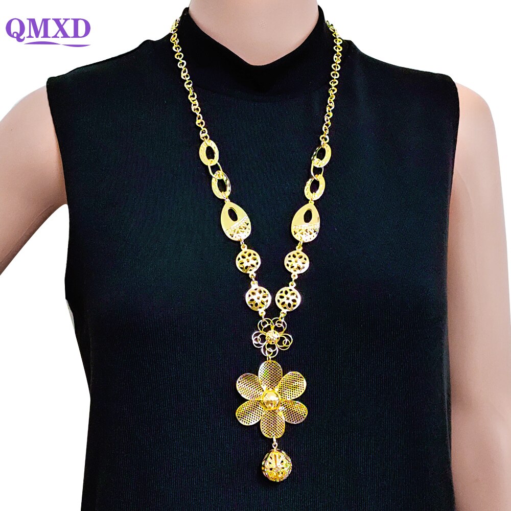 Flower Pendant Gold Beaded