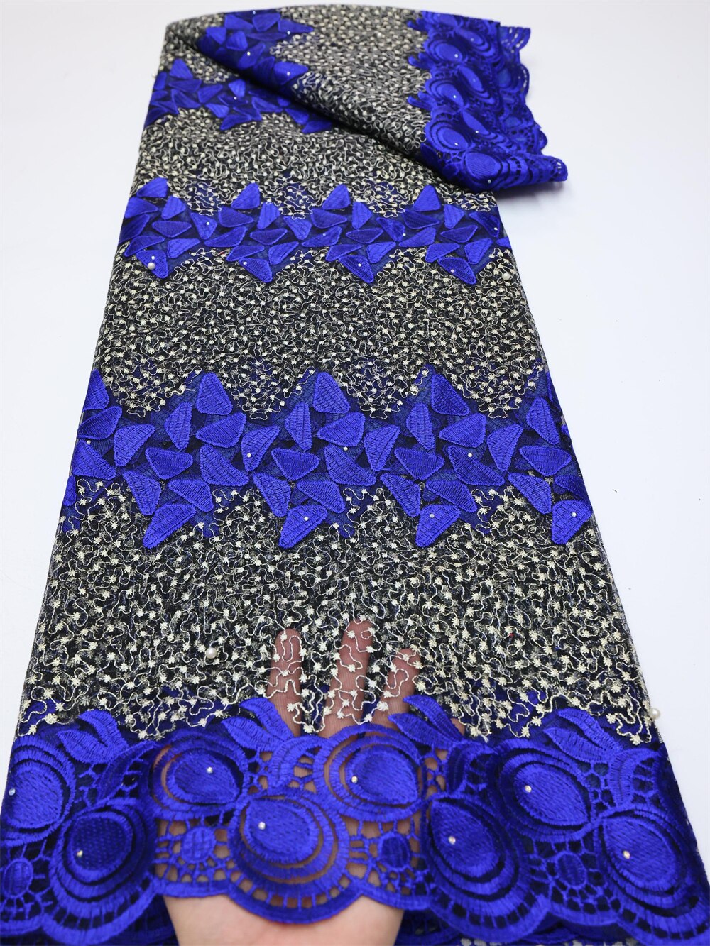 NI.AI Latest Embroidery African Lace Fabric 5 Yards High Quality Nigerian Women Wedding Asoebi French Tulle For Wedding LY770