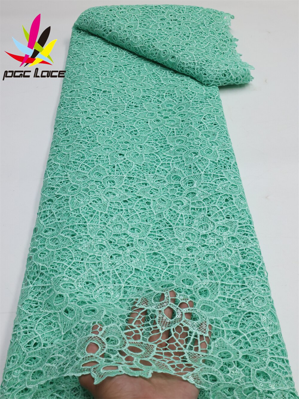 PGC African Sequins Cord Lace Fabric 5 Yards 2022 High Quality Nigerian Women Wedding Asoebi French Lace Material Sew LY1436-1