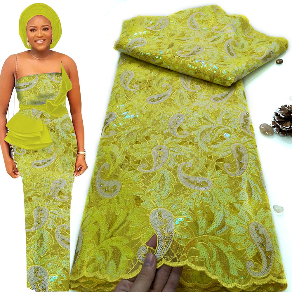 5 Yards Luxury Sequin Embroidery French Tulle