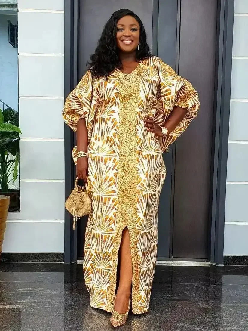 African Boubou Kaftan Dress – Luxury Abaya for Women Dubai Style, Evening Party Gown