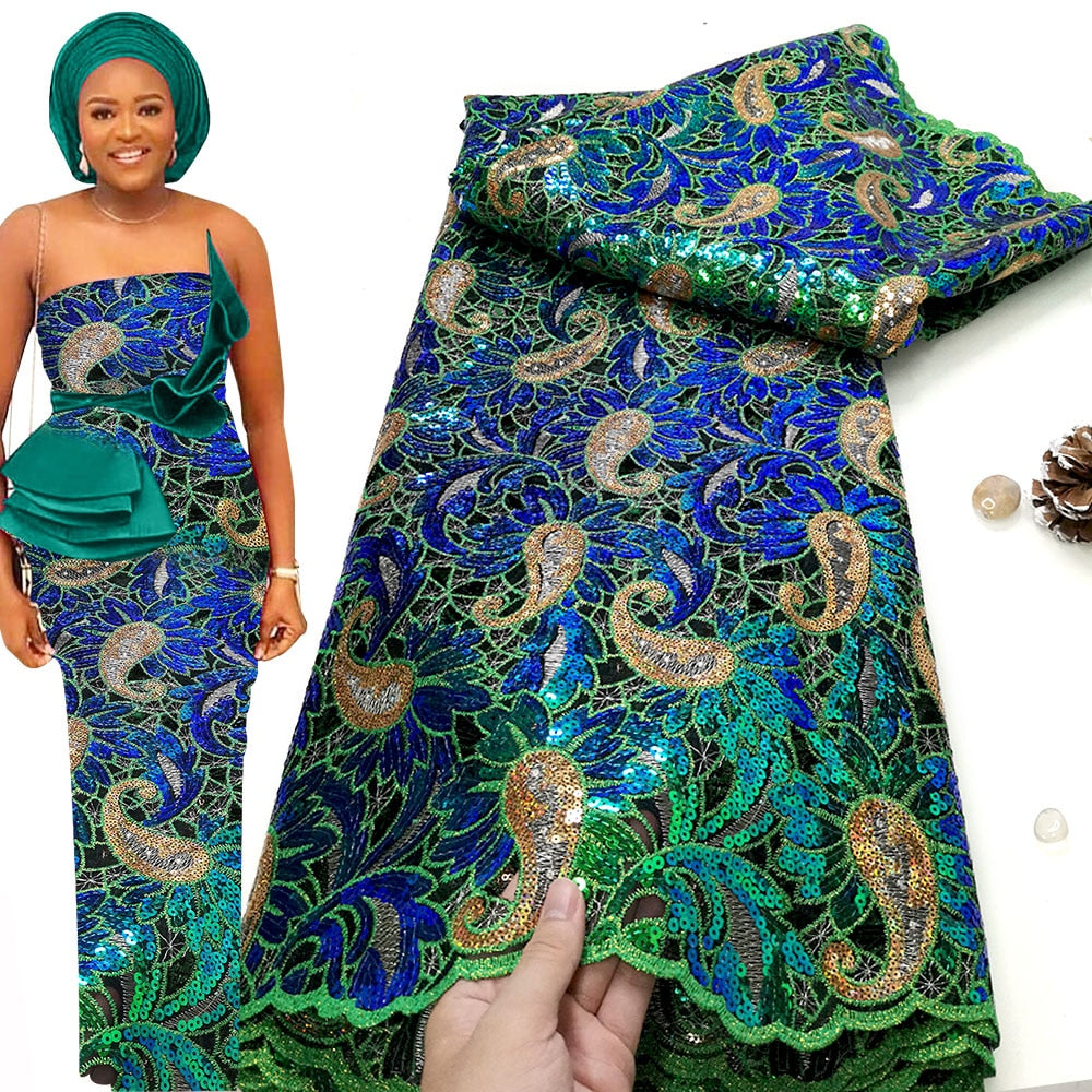 5 Yards Luxury Sequin Embroidery French Tulle