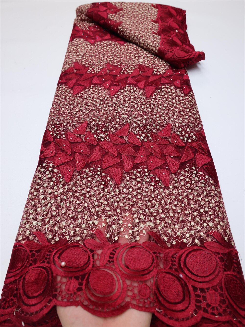 NI.AI Latest Embroidery African Lace Fabric 5 Yards High Quality Nigerian Women Wedding Asoebi French Tulle For Wedding LY770