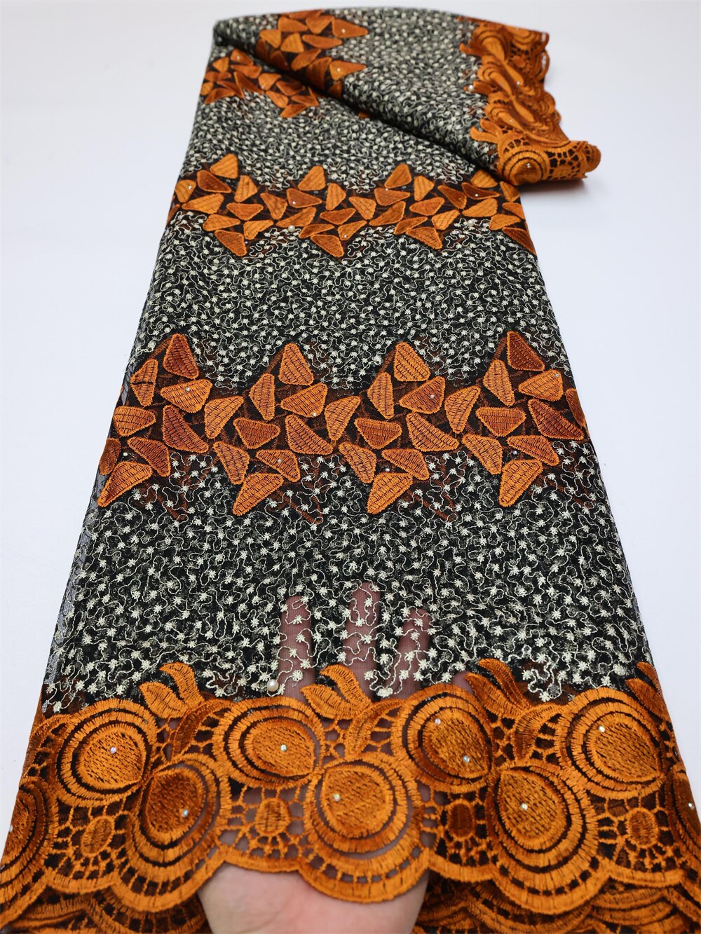NI.AI Latest Embroidery African Lace Fabric 5 Yards High Quality Nigerian Women Wedding Asoebi French Tulle For Wedding LY770