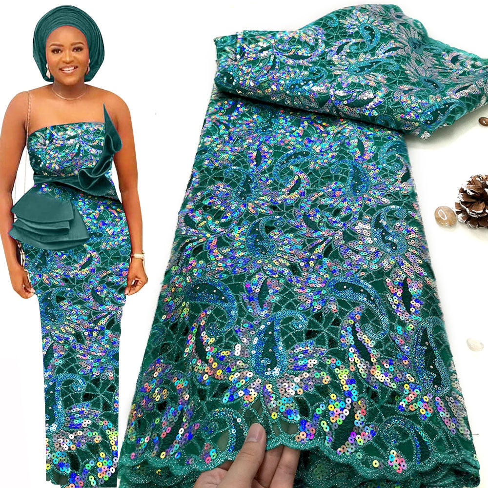 5 Yards Luxury Sequin Embroidery French Tulle